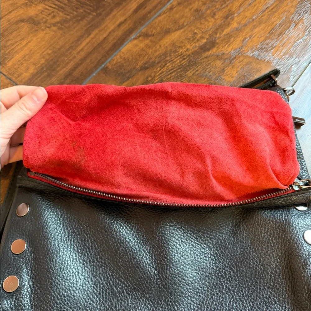 Hammitt Los Angeles VIP Large Crossbody Black Gunmetal Grommets Red Zipper - Picture 11 of 16